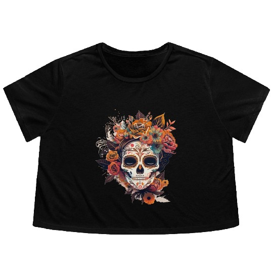 Frida Mexican frida kahlo woman painter art Flowy Cropped Tees