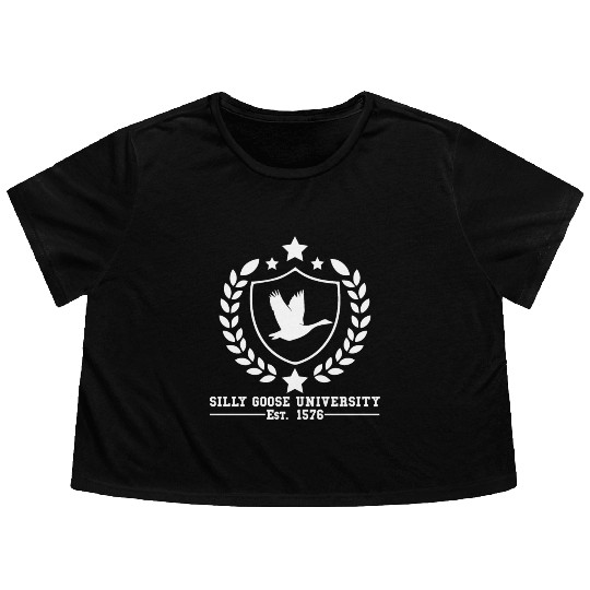 Silly Goose University Established 1576 Goose Flowy Cropped Tees