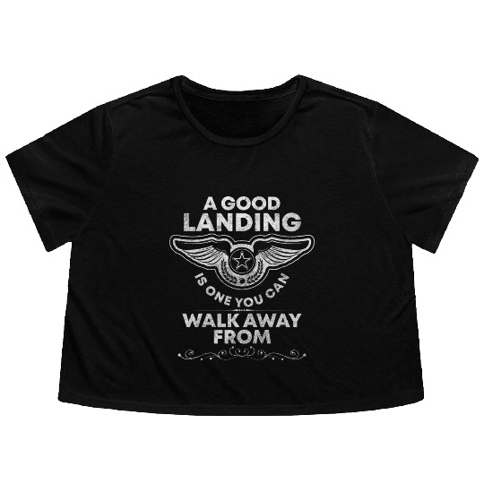Airplane Work Flight Glider Pilots Flowy Cropped Tees