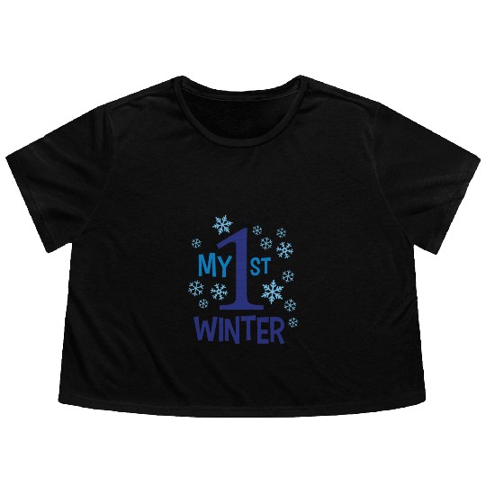 My 1st WINTER Snowflakes Flowy Cropped Tees
