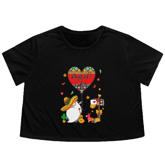 Gnome Postal Worker Cinco de Mayo Nacho Average Flowy Cropped Tees