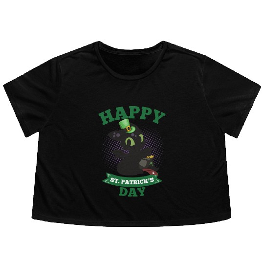 Happy St Patricks Day Toothless Flowy Cropped Tees