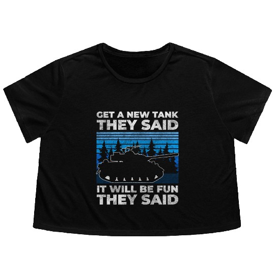 Main Battle Tank Steel Guns Armed Forces Flowy Cropped Tees