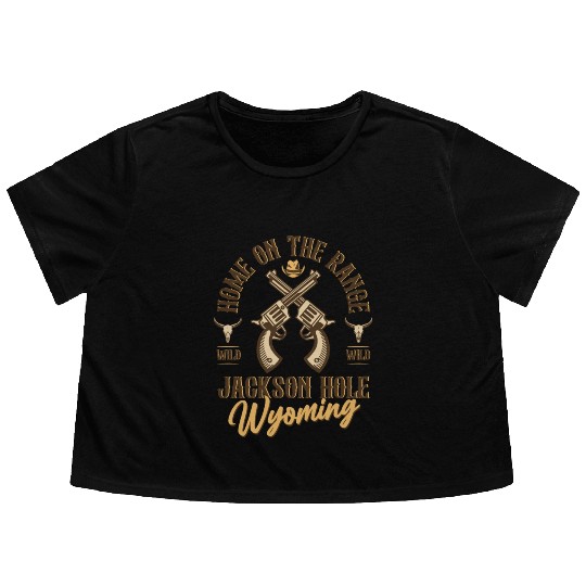 Jackson Hole Wyoming wild west town Flowy Cropped Tees