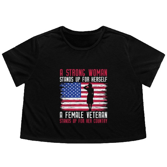Female Veteran USA Flowy Cropped Tees