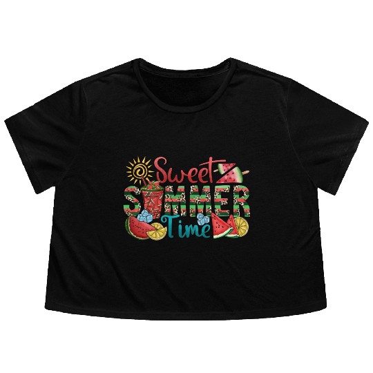 Sweet Summer Time Flowy Cropped Tees