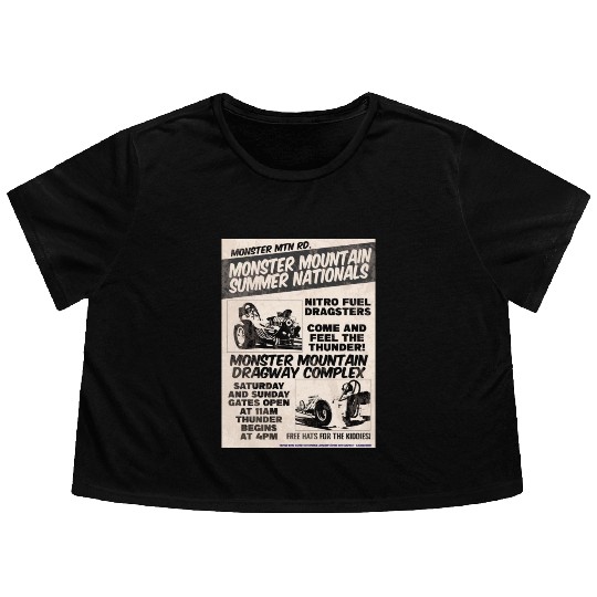 Vintage Hot Rod Classic Drag Racing Poster Flowy Cropped Tees