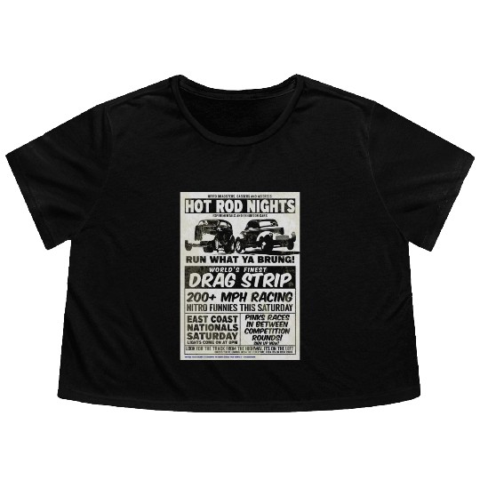 Vintage Hot Rod Classic Drag Racing Poster #9 Flowy Cropped Tees
