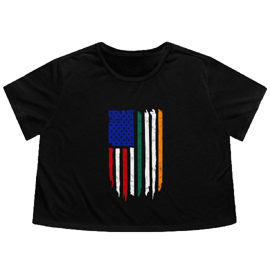 US Immigrant Indigenous USA Immigrants america Flowy Cropped Tees
