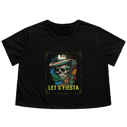 Let's Fiesta Cinco De Mayo Mexican Pride Mexico Flowy Cropped Tees