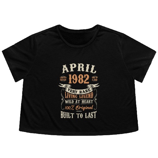 April 1982 Birthday Surprise Flowy Cropped Tees