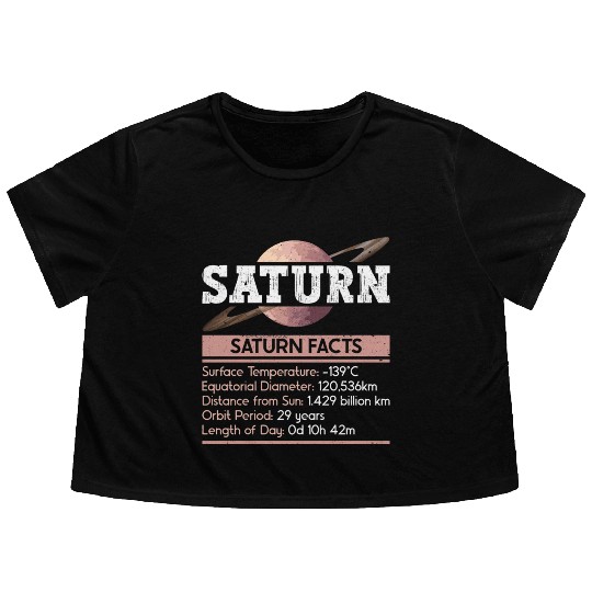 Saturn Planet Facts Space Lover Solar System Flowy Cropped Tees