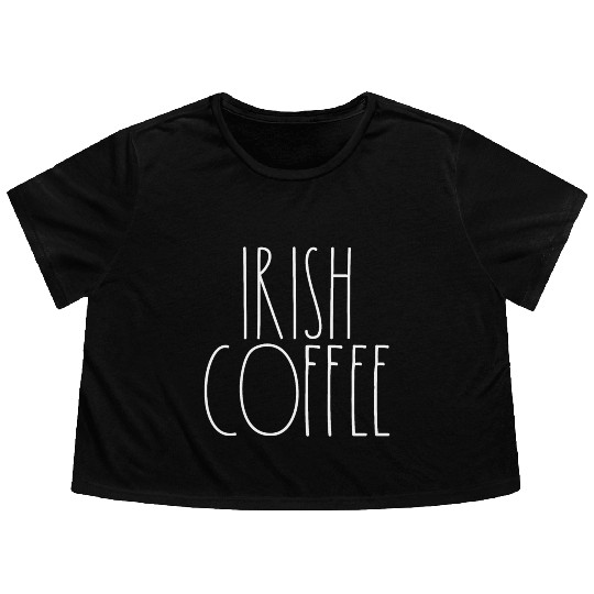 Irish Coffee White Rae Dunn Inspired Minimalist Flowy Cropped Tees