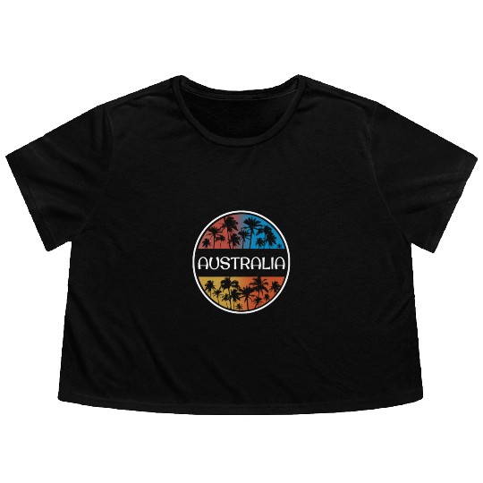 Australia Stylish Vacation Souvenir Palm Tree Flowy Cropped Tees