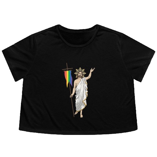 LGBT Jesus Equal Rainbow Christian Flowy Cropped Tees