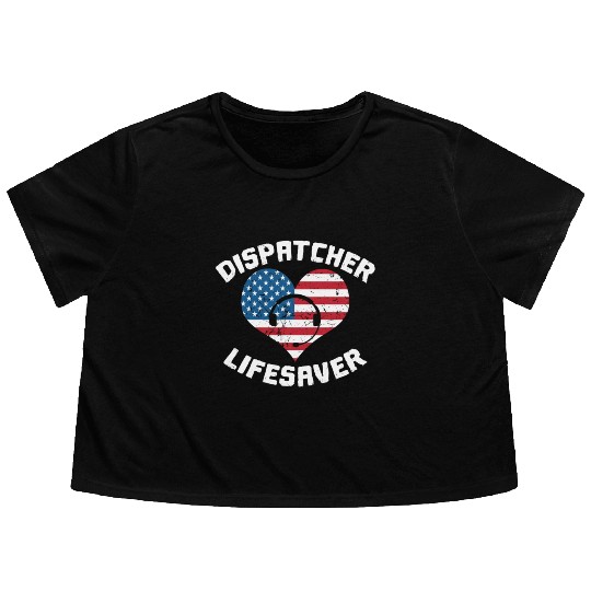 Dispatcher Us Flag Flowy Cropped Tees