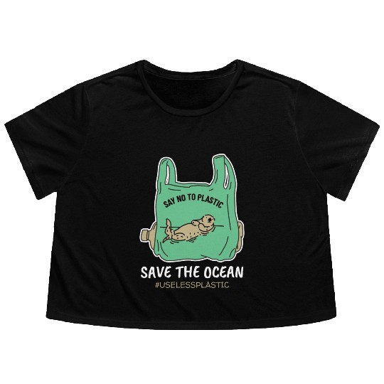 Save The Ocean Seal Save The Earth Environment Flowy Cropped Tees