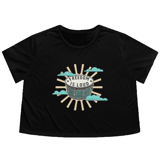 Bongo Drum Freedom Is Loud Music Lover Flowy Cropped Tees