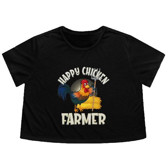 Happy Chicken Farmer Flowy Cropped Tees