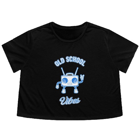 Old School Vibes Retro Beat Box Music Flowy Cropped Tees