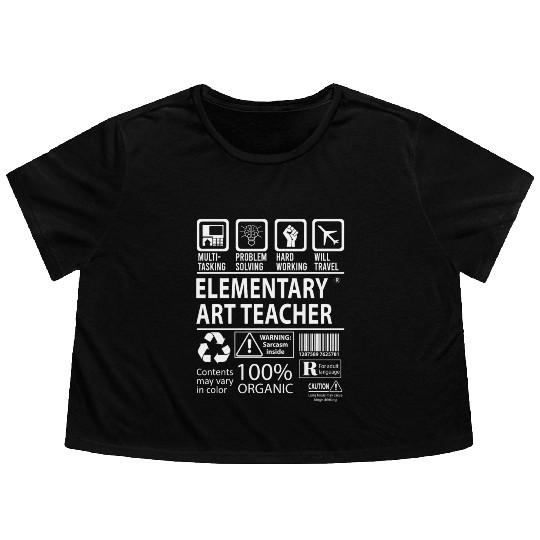 Elementary Art Teacher Flowy Cropped Tees - Multitasking Job