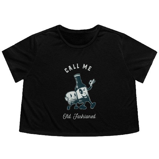 Bourbon Lover Call Me Old Fashioned Flowy Cropped Tees