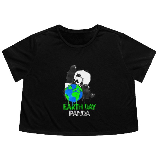 Earth Day Panda Flowy Cropped Tees
