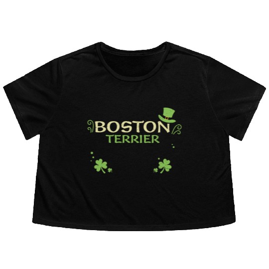 Boston Terrier - St. Patrick's Day Flowy Cropped Tees