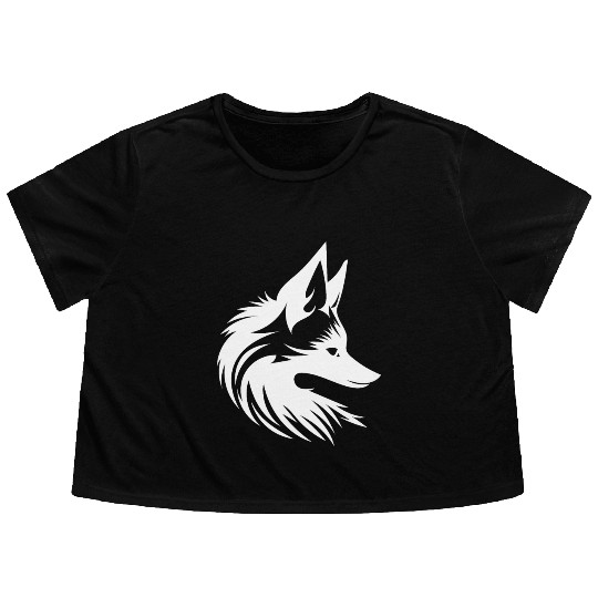 Cute Cute Fox Tattoo Portrait Style Flowy Cropped Tees