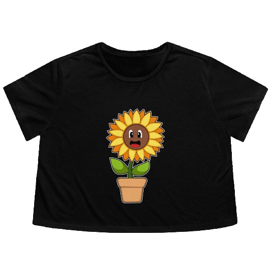 Plant Pot Sunflower Flower Flowy Cropped Tees
