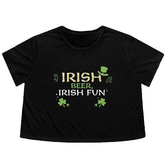 Irish beer, Irish fun Flowy Cropped Tees