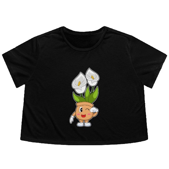 Plant Pot Calla Lily Flower Flowy Cropped Tees