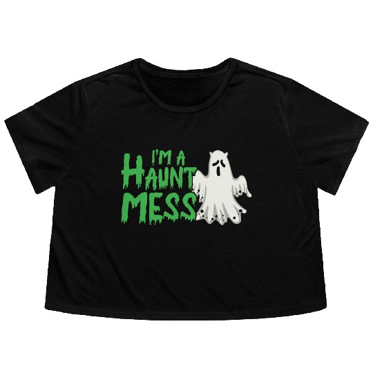 Halloween Paranormal Ghost Hunters Horror Fans Flowy Cropped Tees