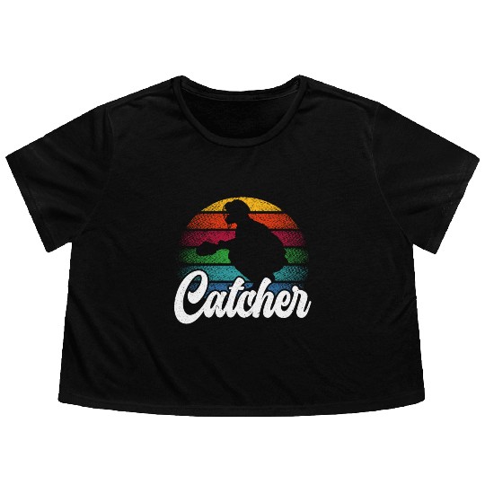 Baseball Lover Baseball Player Baseball Catcher Flowy Cropped Tees