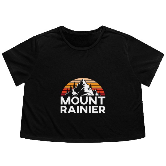 Mount Rainier Mountaineer Summit Sport Hiking Flowy Cropped Tees