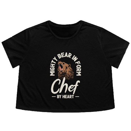 Chef Beast Animal Lover Bear Cooking Flowy Cropped Tees