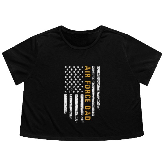 USA Flag Air Force Dad PILOT Flowy Cropped Tees
