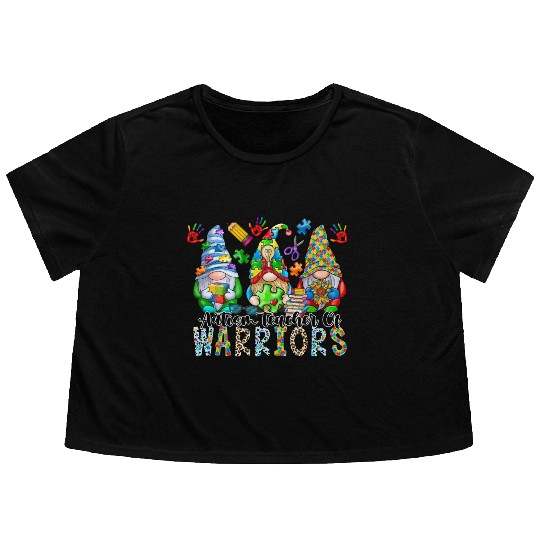 Autism Teacher Of Warriors Flowy Cropped Tees