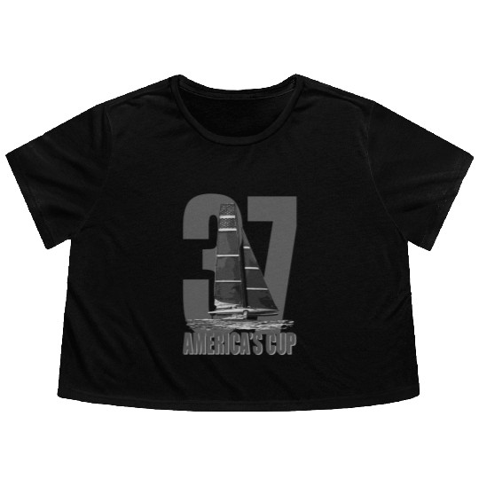 America's Cup 37 Grey Flowy Cropped Tees