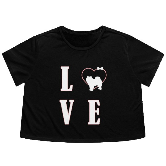 I Love My Dog Chow Chow Flowy Cropped Tees