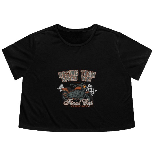 MOTORCYCLE, RACING TEAM SPEED WAY Flowy Cropped Tees