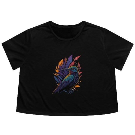 Nature Lovers - Charming Hummingbird Flowy Cropped Tees