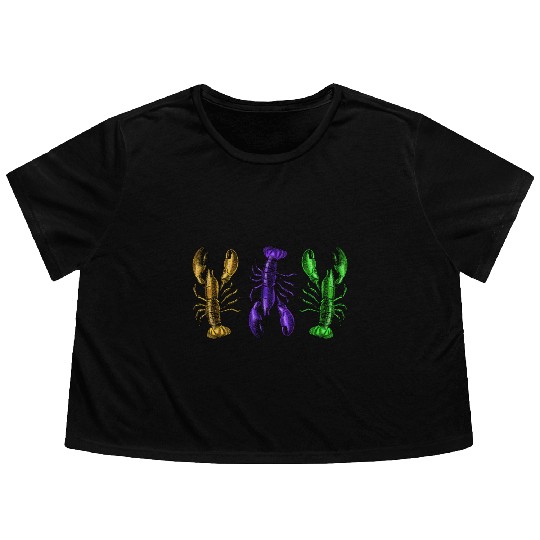 Lobster Mardi Gras Flowy Cropped Tees