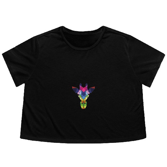giraffe head made of geometric shapes Flowy Cropped Tees