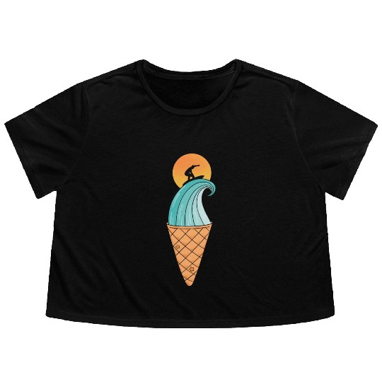 Nature Wave Ice Cream Flowy Cropped Tees