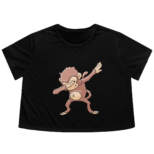 Monkey Dabbing Primate Zookeeper Flowy Cropped Tees