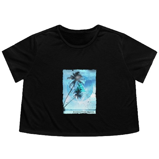 Artistic Manhattan Beach California Palm Tree Flowy Cropped Tees