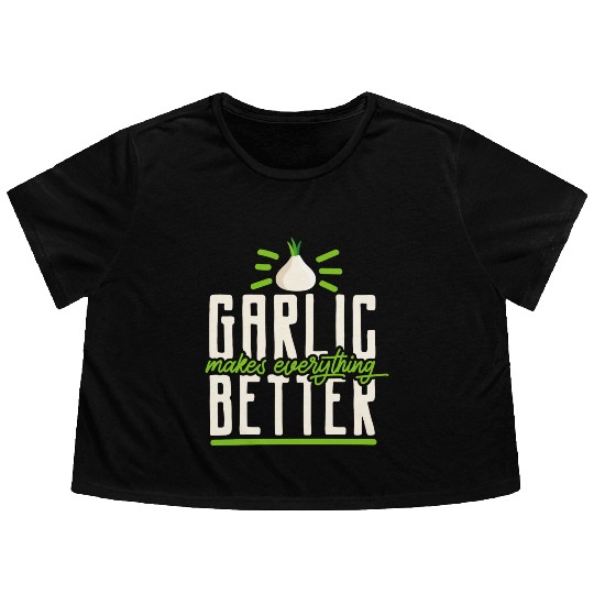 Garlic Garlic Cloves Garlic Lover Cooking Flowy Cropped Tees