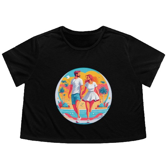 ENJOY IN LOVE Flowy Cropped Tees