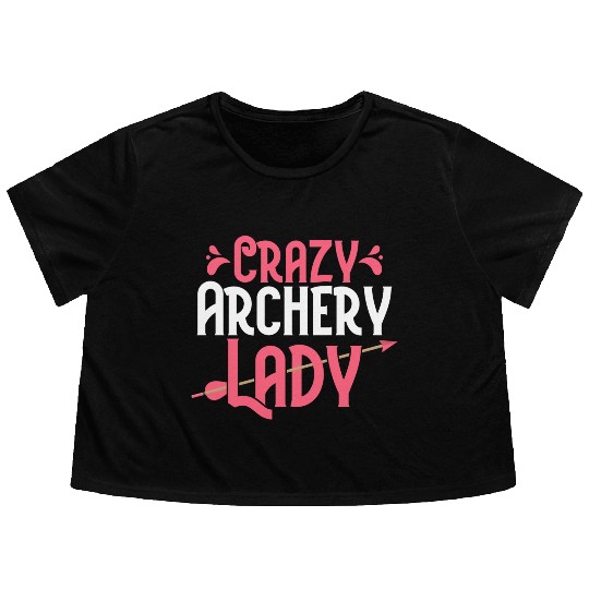 Crazy Archery Lady Bow & Arrows Target Archer Flowy Cropped Tees